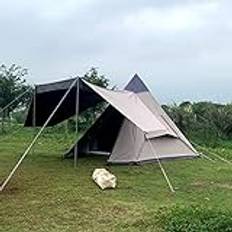 Campingtält, utomhus kanvas camping pyramid timpitält vuxen indisk tipi tält för 2 ~ 3 personer, enkel installation pyramidtält 4 säsonger full mörkläggning familj T