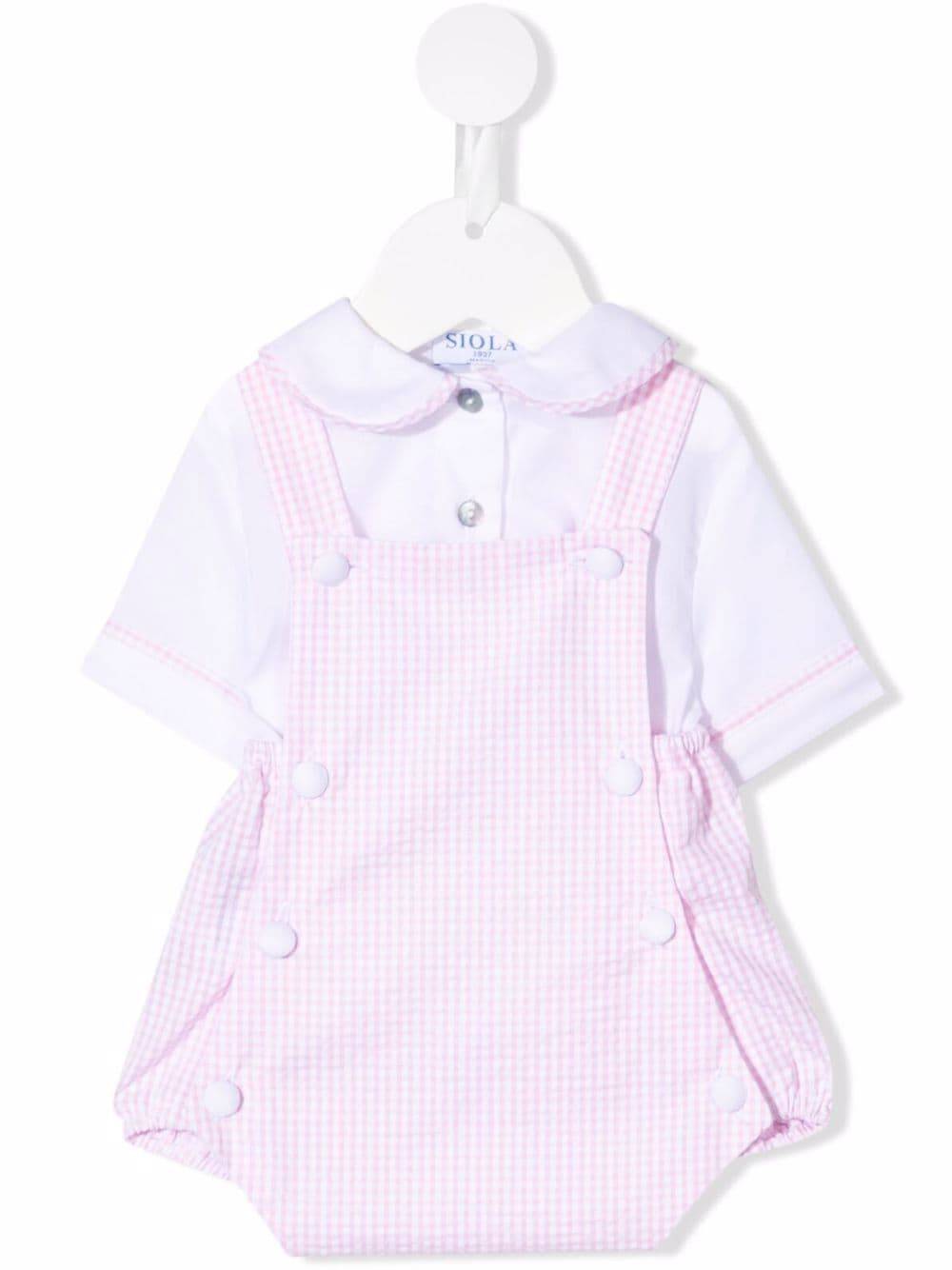 Siola - rutig playsuit - barn - bomull - 9 mån. - Rosa