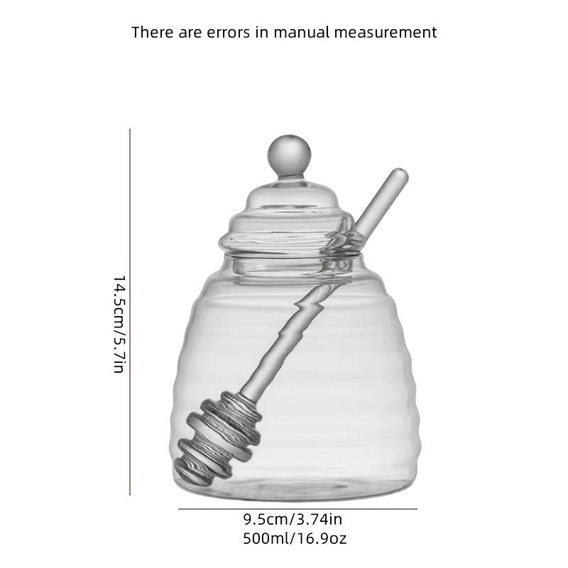 TEMU 3pcs Set: 1 Jar + 1 Lid + 1 Stirring Stick, Durable Storage Container, Ideal For Osmanthus Honey, Honey, Jam, And Other Kitchen Glassware, , Essential For Food Storage, Reusable Storage Box
