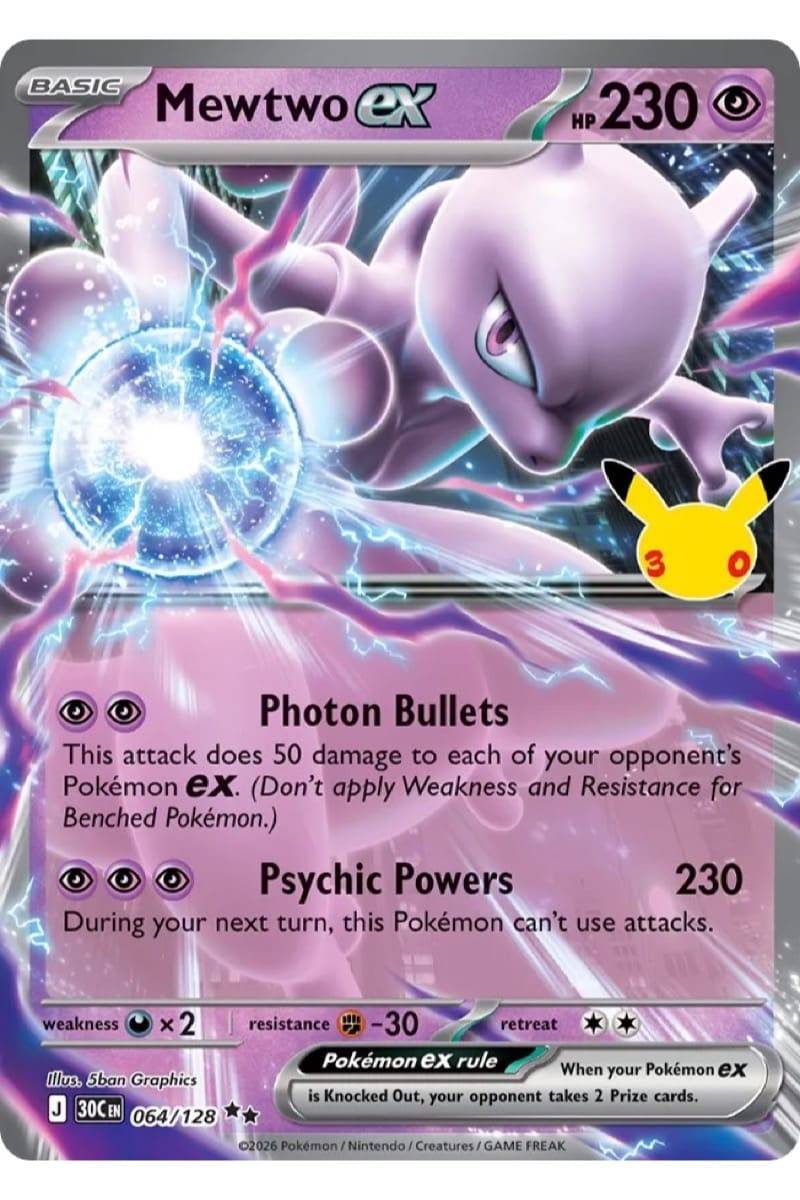 Pokémon Mewtwo ex 64/128 30th Celebration - Pokemon kort - EX kort - Pocket Monster.