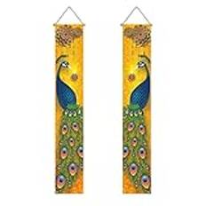 Happy Diwali Porch Banner Indian Diwali Peacock Forra Verch Welcome Sign Deepwali Indian Festival of Lights Decorations-12 × 71 '' Happy Diwali Banner