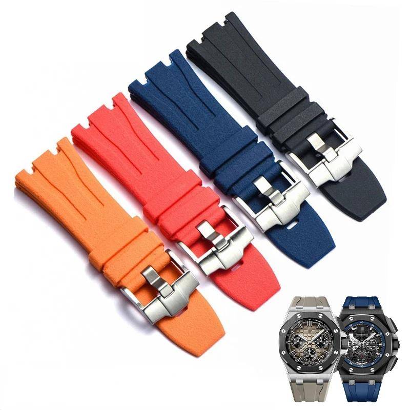 Klockarmband Silikon Herr 28 mm för AP Audemars och Piguet Royal Oak Offshore 15400 15703 26471 26474 15703 15706 Klockarmband white