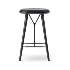 Fredericia Furniture - Spine Wood Stool 1736 by Space Copenhagen - Barstol - Primo 88 Black / Black Lacquered Oak - W42,5 x D35 x H74 cm
