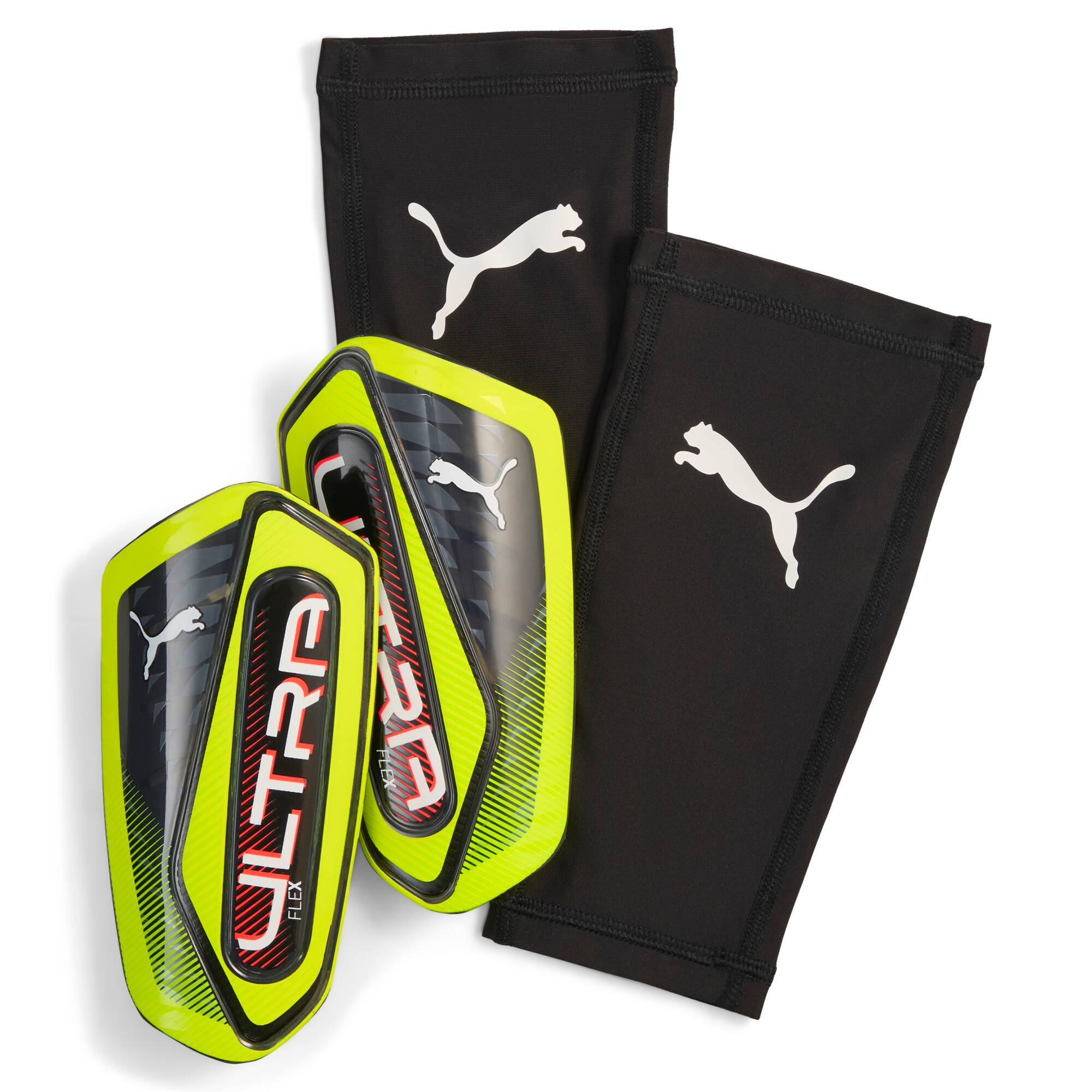 PUMA ULTRA Flex Football Sleeves Shinguards, Accessories, Yellow Alert/Black, L