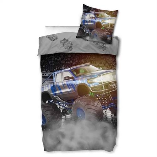 Barnsängkläder - Monstertruck - Vändbart design - Påslakanset i 100% bomull - Bäddset för barn
