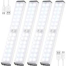 Skåplampor med rörelsesensor, 28 LED trådlös belysning under skåp med inbyggt uppladdningsbart batteri, självhäftande på var som helst, magnetisk nattbelysning för garderob, kök, garderob