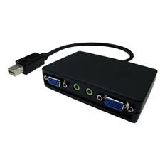 Mini DP - 2xVGA+3,5mm minitele, 1080p i 60Hz, Sort