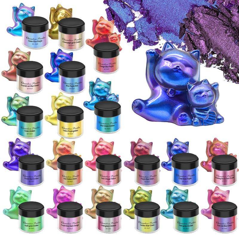 20 färger 3g kamelont mica-pulver färgskiftande pigmentpulver för epoxiharts målning tvålmaking badbomber ljusmaking slime black