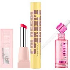 Maybelline Viral Favourites Make Up Bundle with Grippy Primer, Colossal Mascara and Lifter Glaze Lip Balm (Various Shades) - Cherry Swirl