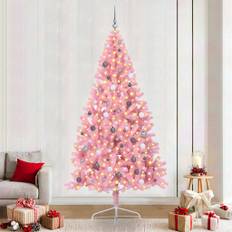vidaXL Konstgjord förbelyst julgran Rosa 240 cm PVC