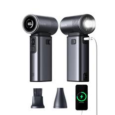 JISULIFE Bärbar handhållen fläkt Ultra2, 9 000 mAh max 25 timmar, 5 i 1, 100 hastigheter turbo-fläkt uppladdningsbar 18 W powerbank med ficklampa, metallskal multifunktions reseväsentligheter gåvor