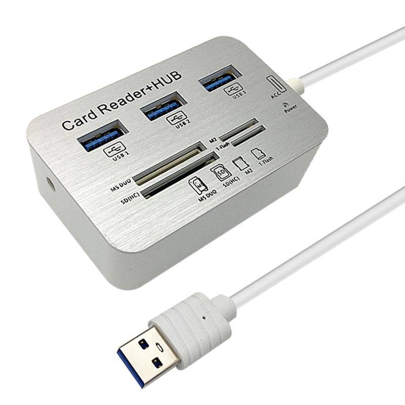 3.0 usb-hub och kortläsare combo höghastighets hab med ms / sd /m2/ tf och med 3 portar usb splitter för dator