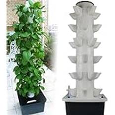 Hydroponiskt Odlingssystem För Inomhusörter, Frukter Och Grönsaker, Aeroponic Tower Garden Med Hydratiseringspump, Adapter, Nätkrukor Och Timer(Color:25holes)