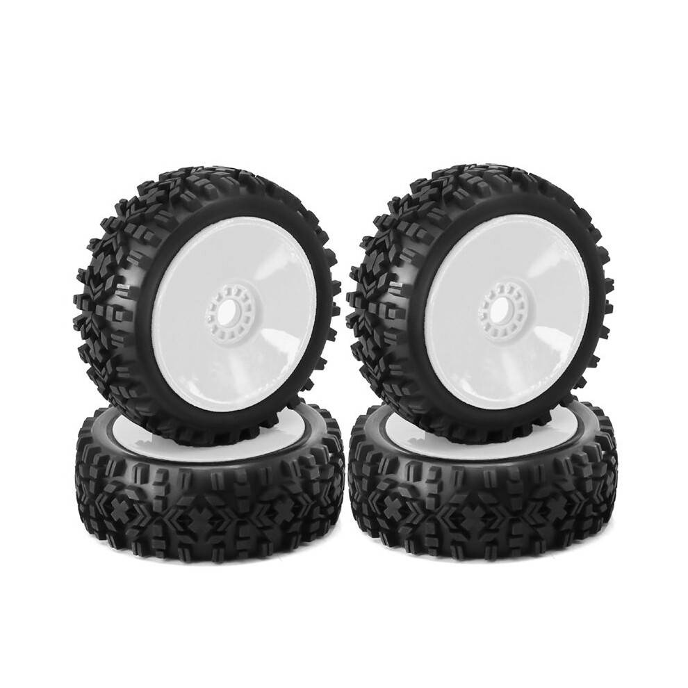 4PCS 1/8 RC Wheel Tire Rubber 120MM 112MM Tire 17mm Hub Hex for 1/8 RC Car Truck Road Off-Road, White