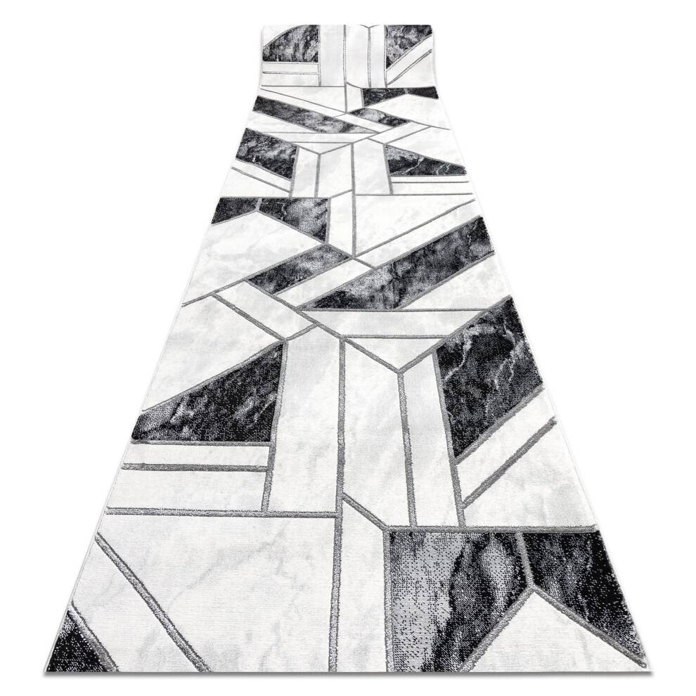 Fortovet EMERALD eksklusiv 81953 glamour, stilfuld geometrisk sort / sølv 100 cm 100x770 cm