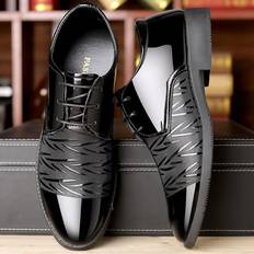 Men's Leather Shoes Men's Shoes Spring Youth Business British Black Casual Breathable Formal Leather Shoes 44