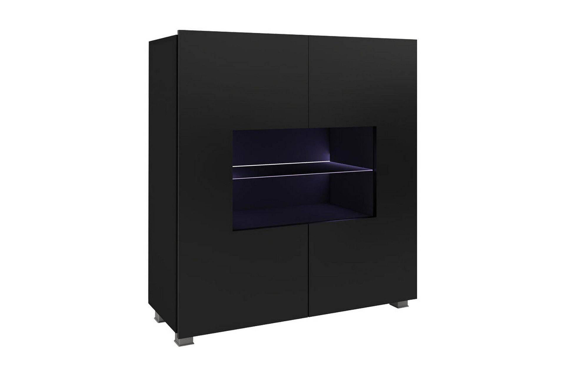 Tessan Vitrinskåp 100x35x107 cm - Svart/Vit Led-Belysning Svart Concept 55