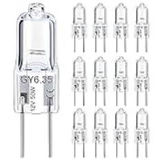 VIIVUU Halogen 12 V 50 W GY6.35, dimbara halogenlampor, G6.35/GY6.35, halogenlampor, varmvit, 2700K, dimbar intensitet, 650 lm lampor för ljuskrona, skrivbord, landskapsbelysning, set med 20 st