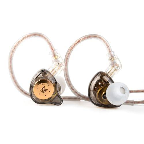 Yinyoo KZ EDX PRO In-ear-hörlurar, in-ear-monitor, EDX PRO trådbundna öronsnäckor, HIFI, djupt basljud, 1DD 10 mm dynamisk drivrutin, over-ear-headset för musiker, scen (svart, ingen mikrofon)