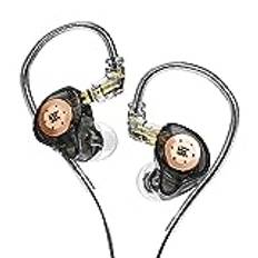 Yinyoo KZ EDX PRO In-ear-hörlurar, in-ear-monitor, EDX PRO trådbundna öronsnäckor, HIFI, djupt basljud, 1DD 10 mm dynamisk drivrutin, over-ear-headset för musiker, scen (svart, ingen mikrofon)