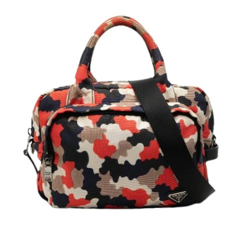 Prada Vintage Pre-owned Printed Canvas Satchel - Vintage - Dame - Flerfarvet - ONE SIZE - Uld