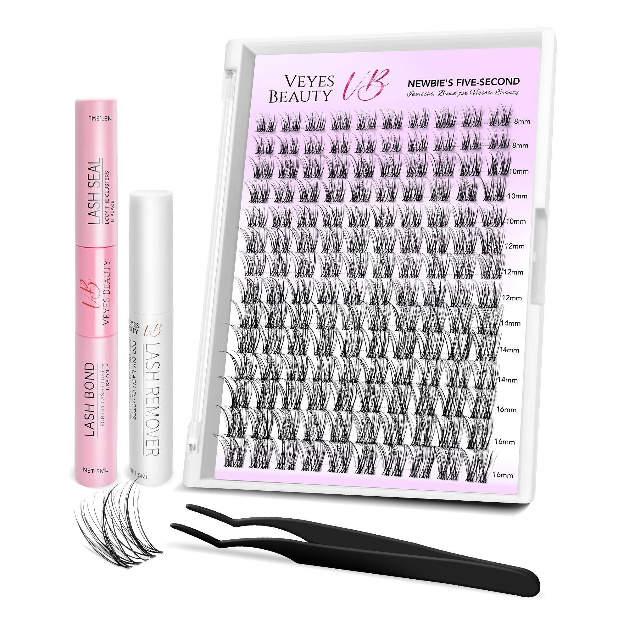 Veyesbeauty Aliva Ögonfranskluster naturligt ljusa utan ansträngning förfinat utseende Långvariga & Återanvändbara 140 Kluster 8-18 mm svart
