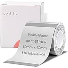 NIIMBOT Termiska etiketter självhäftande, B1/B21/B3S etikettband papper för skola, hem, kontor, små företag (klar rektangel-50 x 70 mm)