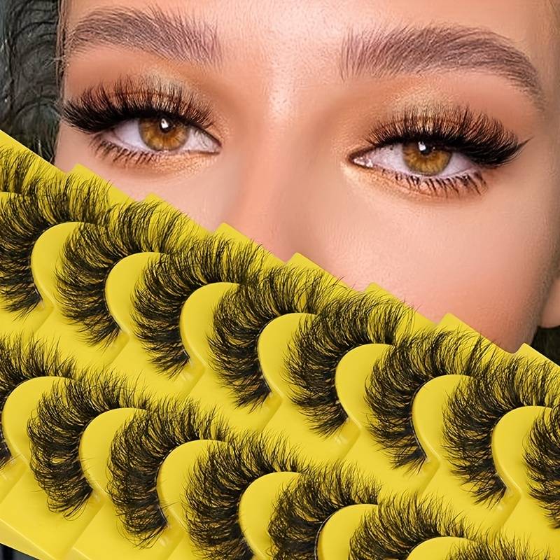 TEMU 10/20 Pairs 3d Mink Lashes Fluffy Soft Wispy Volume Natural Long False Eyelashes Eye Lashes Reusable Lashes Makeup