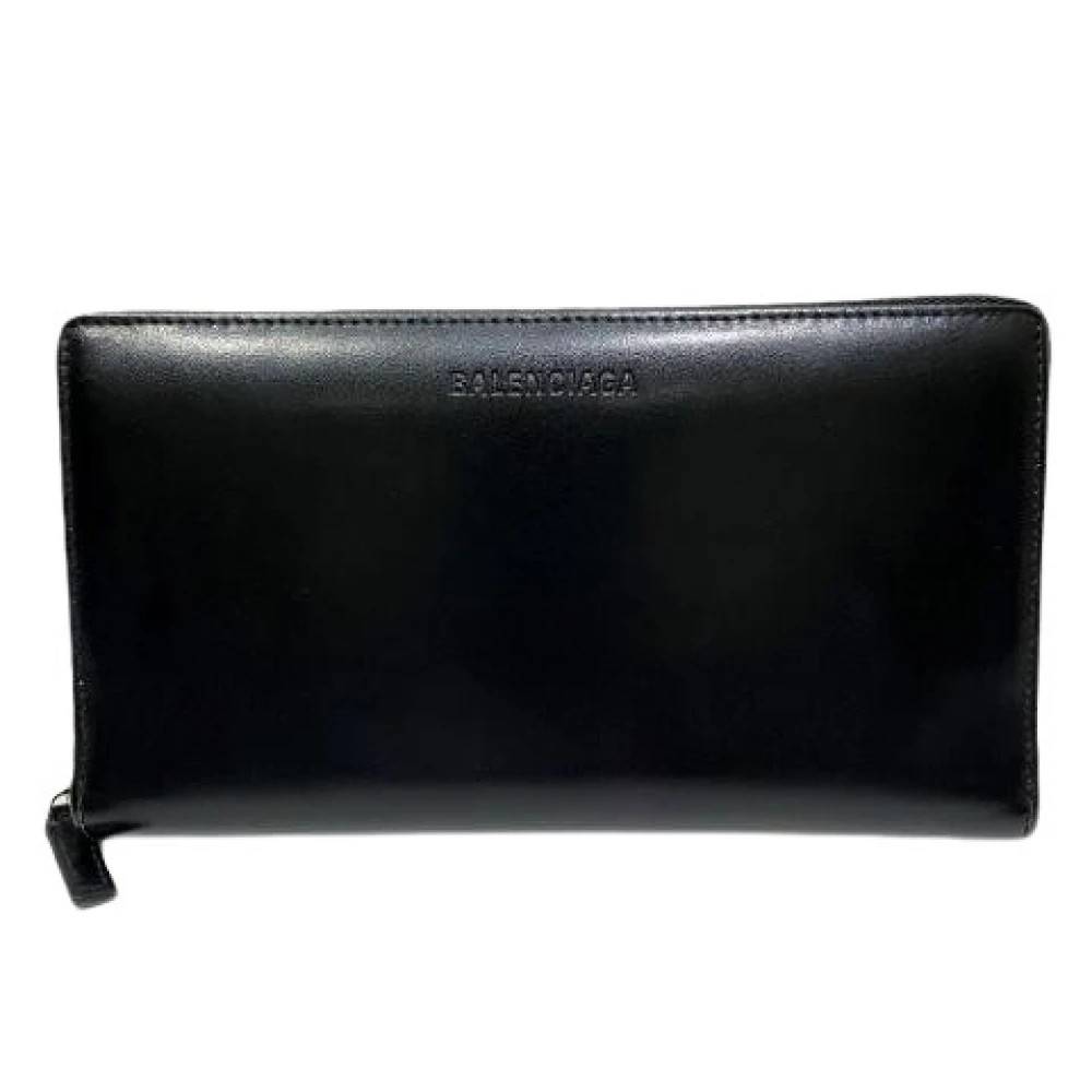 Balenciaga Vintage, Vintage , Herre, Sort, ONE SIZE, Læder, Pre-owned Læder Lang Pung
