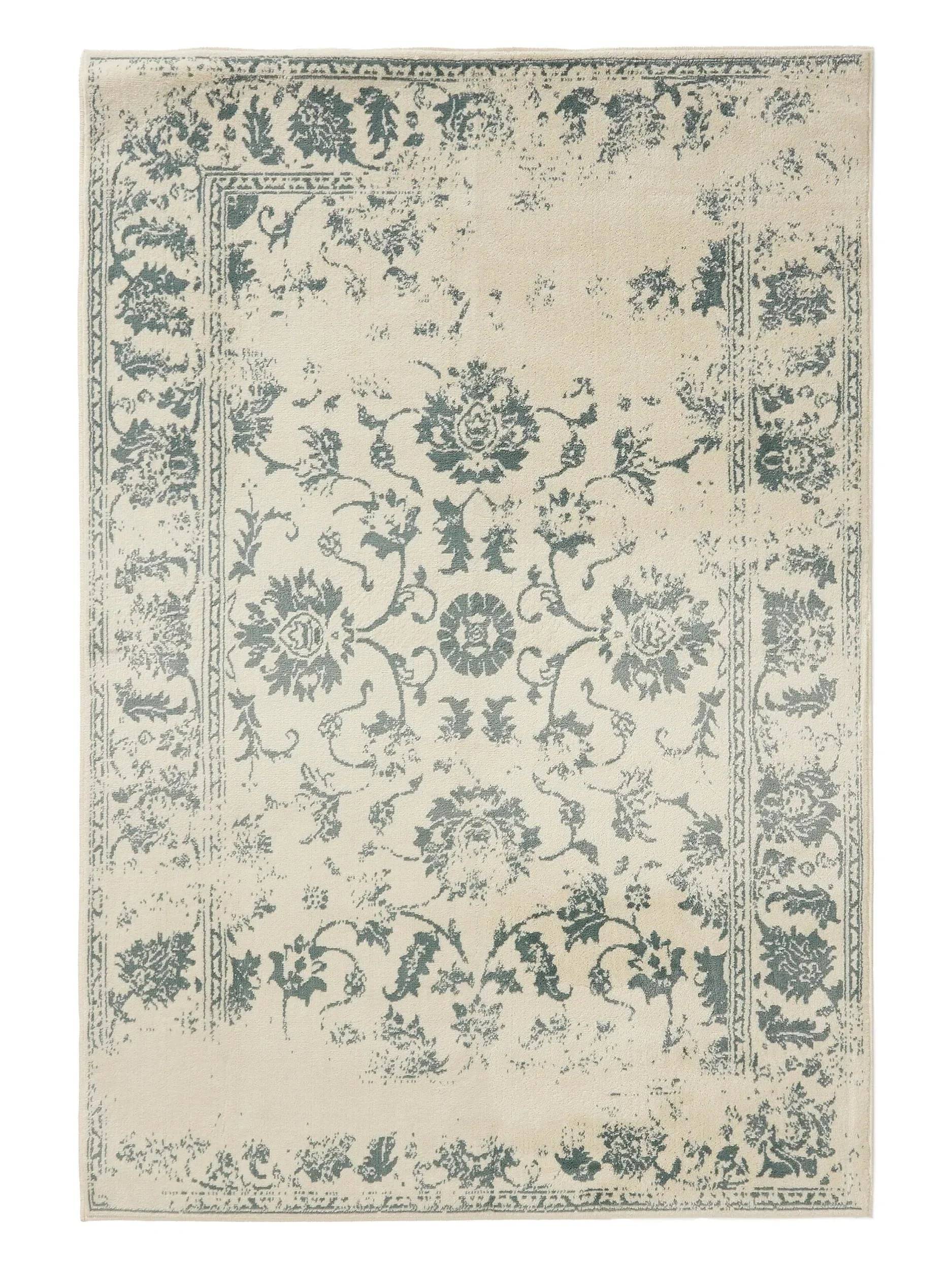 KIRA Creme/Mint Tæppe - Rektangulær / 240x340 cm / Hvid