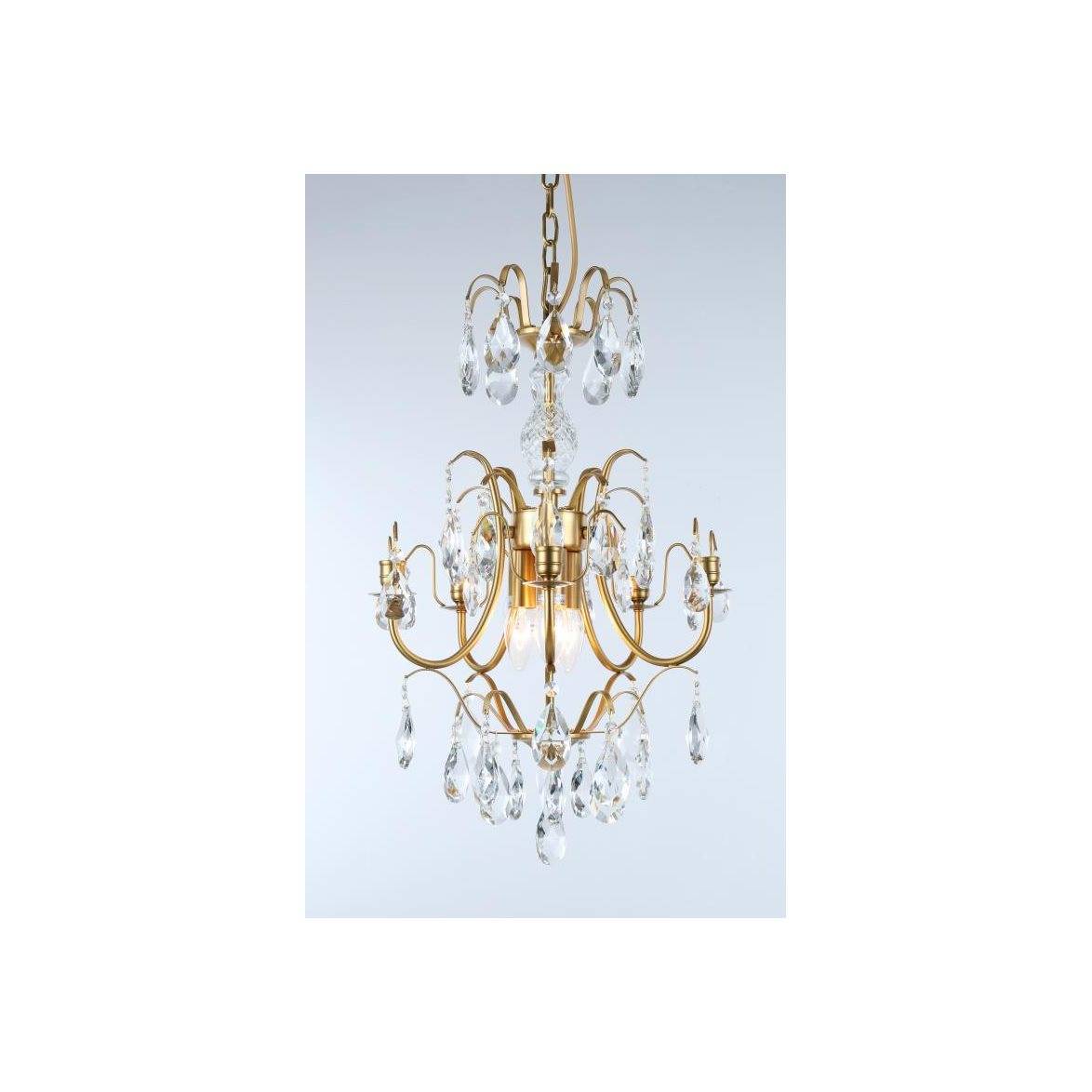 Norrsken Design Kristallkrona Charlotte 5-Arm Liten Borstad Mässing 40cm