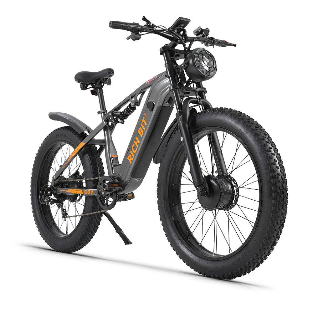 RICH BIT C01 Elcykel Mountainbike, 48V 20AH Batteri, Full Fjädring, Shimano 7-växlad