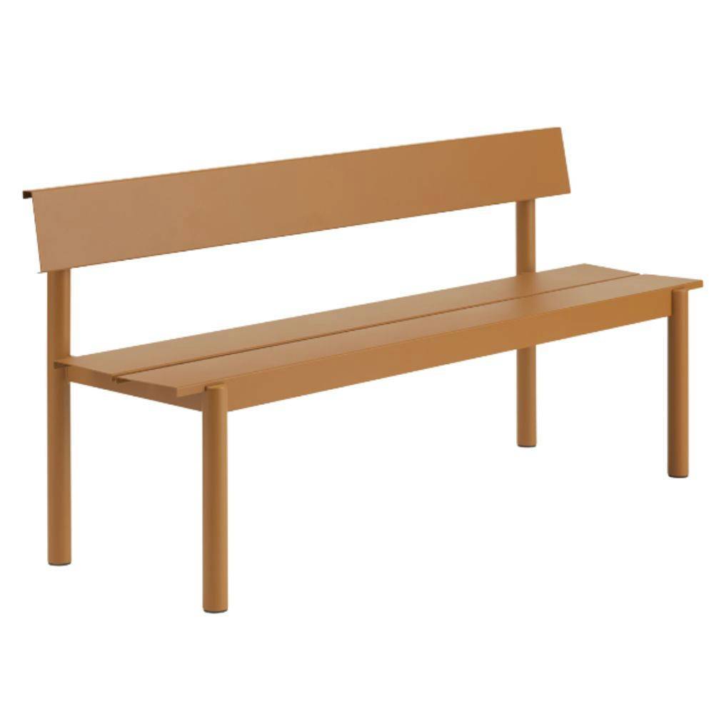 Muuto Linear Steel Bench w. Backrest (170 cm) Havebænk Burnt Orange