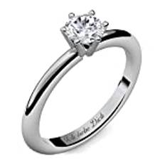 Förlovningsring damer sterlingsilver 925 med zirkonsten | ring silverring ansökningsring för kvinnor | Jag älskar dig gravyr & hjärta fodral låda | Äkta smycke förlovningsringar damring rodium-belagd