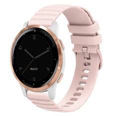 För Garmin Vivoactive 4S 18 mm vågigt prickigt enfärgat watch Pink