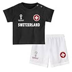 FIFA Unisex barn officiell Fifa World Cup 2022 t-shirt & shorts set – Schweiz – Away Country Tee & Shorts set (paket med 1), Vitt, 24 månader