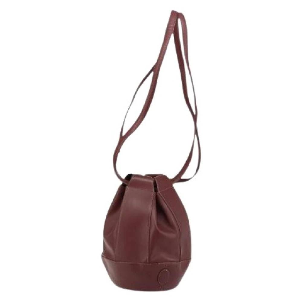 Cartier Vintage Pre-owned Læder Bucket Bag - Vintage - Dame - Rød - ONE SIZE - Læder