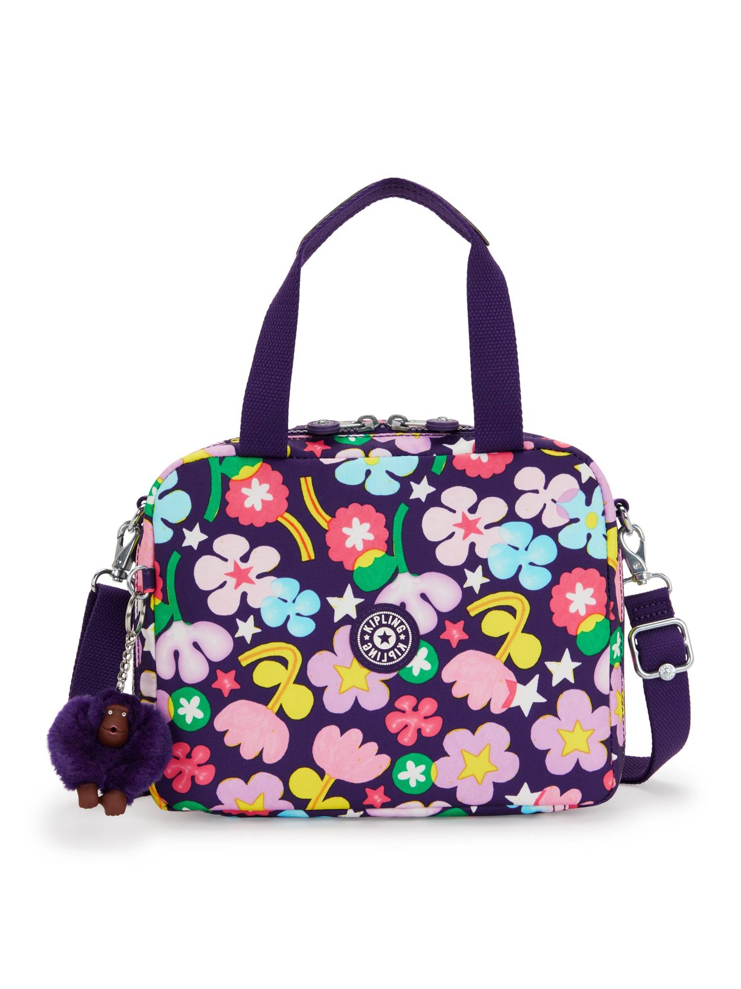 KIPLING Taske 'Miyo'  grøn / mørkelilla / lys pink / hvid