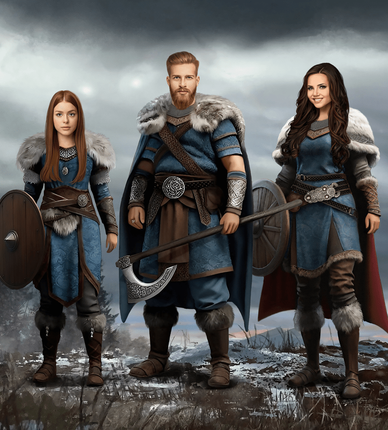 Viking Family 3 - Personlig Tavla - Monterad Canvastavla / 70x100