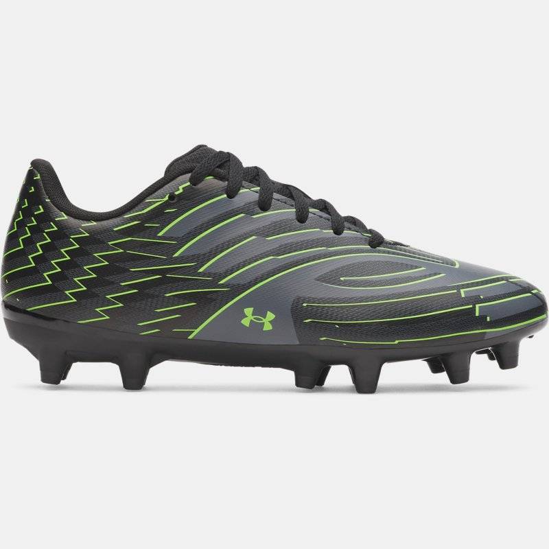 Under Armour Shadow Club 4 FG Jr. Boys' Soccer Cleats Black / Titan Gray / Hyper Green 38.5