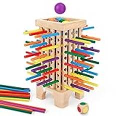 Japace Montessori spel brädspel av trä, 42 stycken färgglada träpinnar tärningsspel matematik pedagogiska leksaker från 3 4 5 6 år, finmotorik spel och räkneleksaker familjespel resespel för barn