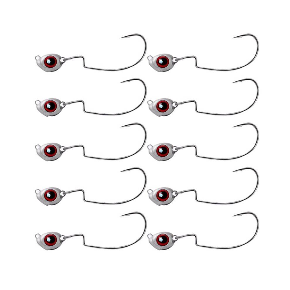 10pcs Swimbait Hook Jig Luminous Eyes Fishhook Fishing Worm Lure Hooks Seawater Freshwater Fishhook 5g