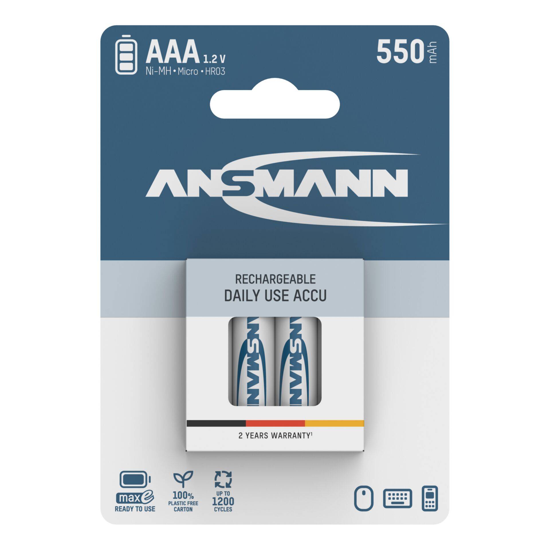 12x4 Ansmann maxE NiMH bat. Micro AAA 550 mAh 5030772