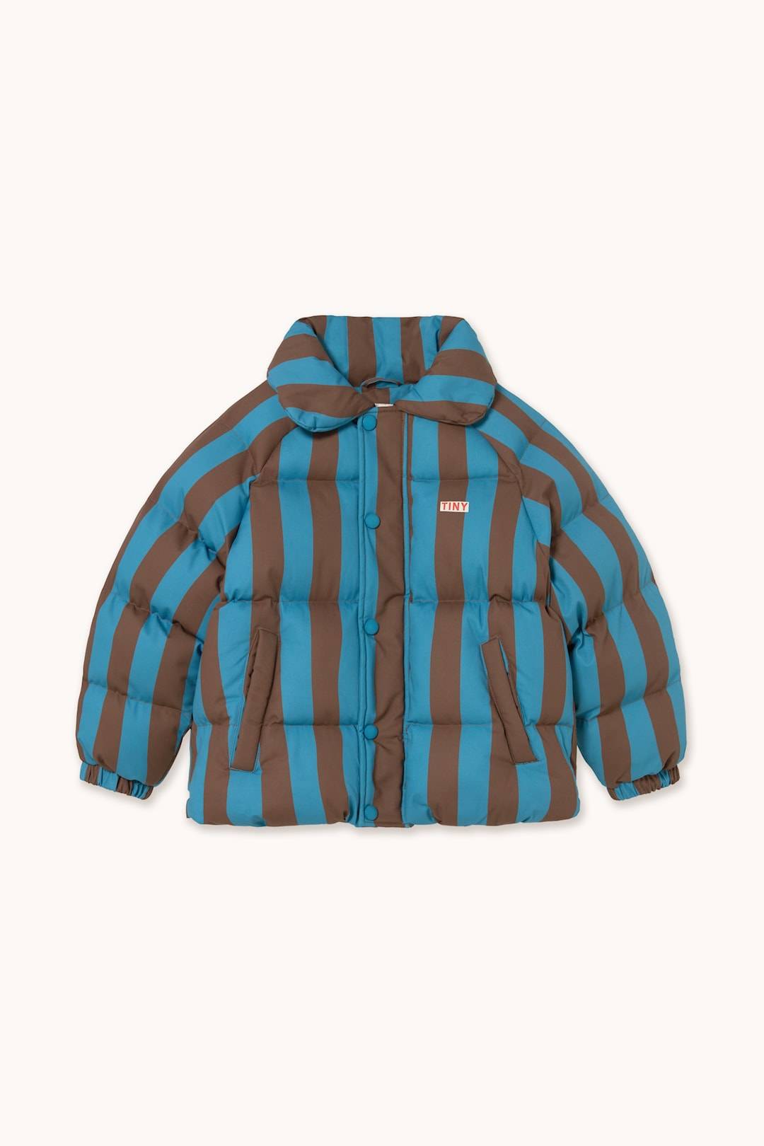 Tinycottons Blue-Cacao Stripes Short Padded Jacket Dark Cyan-4y Blå 4 år Drenge