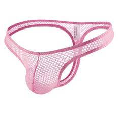 Sexiga kalsonger med mesh, enfärgade sexiga trosor, stringtrosor, ventilerande, tanga, män, erotiska underkläder, sexig, stor ficka, underkläder, låg midja (M, rosa)