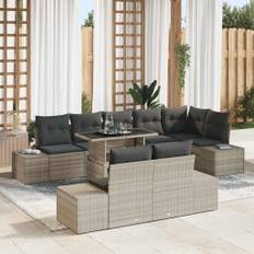 vidaXL Trädgårdsoffset med kudde 9 pcs Ljusgrå 100 x 55 x 73 cm