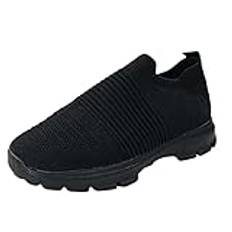 Sportskor dam basic, slip-on löparskor dam sneakers bekväma joggingskor dam fritidsskor andas promenadskor träningsskor dam utomhus sommarskor för kvinnor, Schwarz2, 41 EU