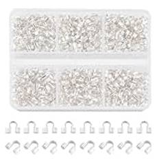 PH PandaHall 600 st mässingstråd skyddskabel trådskydd u-form vajerskydd öglor hästsko U-format lås för örhänge armband smyckestillverkning gör-det-själv hantverk silver 5 x 4 mm, hål: 1,5 mm