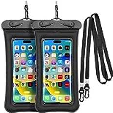 Mata1 Waterproof Phone Pouch (2 Pack, 23x11cm), Smartphone Dry Bag Case w/ Lanyard, Cellphone Holder.