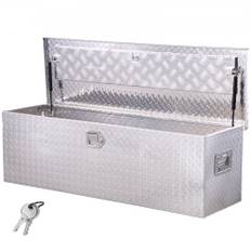 VEVOR 112 cm x 33 cm x 33 cm Robust verktygslåda i aluminium för lastbilsflak, pickup/husbil, silverfärgad